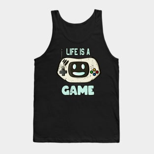 Life Is A Game Cartoon Gaming Console Face Tank Top